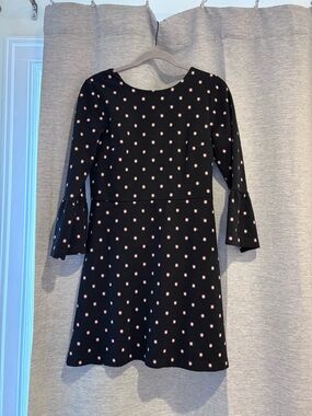 LOFT Black Dress with Pink Starburst Print